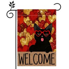 Welcome Valentine's Garden Flag 12 x 18 Inch Double Sided 12 x 18 inches, Red