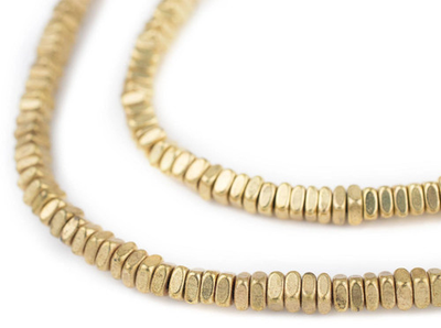 #ad Faceted Brass Square Beads 4mm 16 Inch Strand Large Hole $14.00