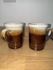 Vintage Ashdale Pottery Mug Brown Beige Ceramic Drip Glaze Made In England