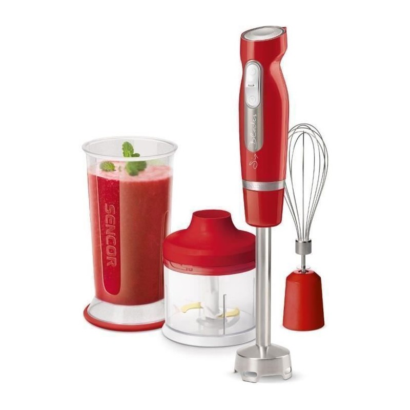 Mixeur plongeant Sencor SHB 4464RD rouge 800W avec pied en inox
