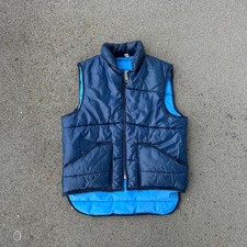 Vintage 70s Reversible Goose Down Blue Vest Size XS/S Full Zip Quilted Gilet