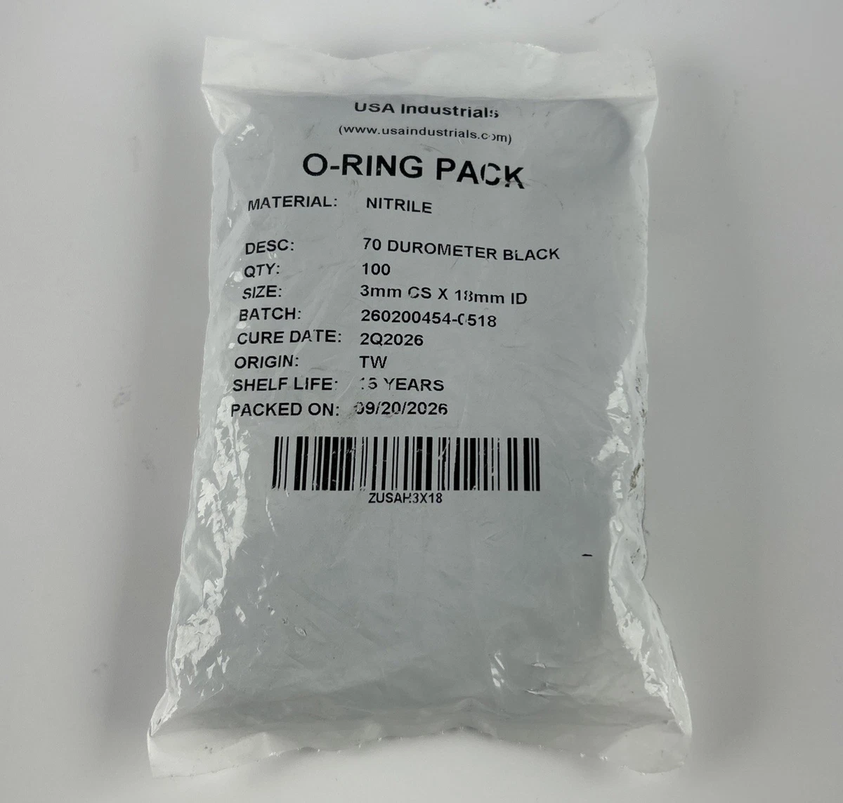 USA Industrials ZUSAH3X18 Nitrile O-Ring 3mm CS x 18mm ID 100 Pack photo 2