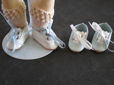 CHAUSSURES En CUIR Pour/De POUPEES ANCIENNES-BLEUETTE.4Cm