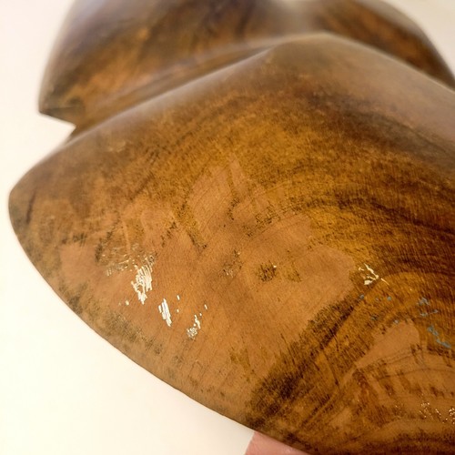 Vintage MCM Mid Century Modern Handmade Carved XL Wood Leaf Divided Tray Bowl - Picture 11 of 12
