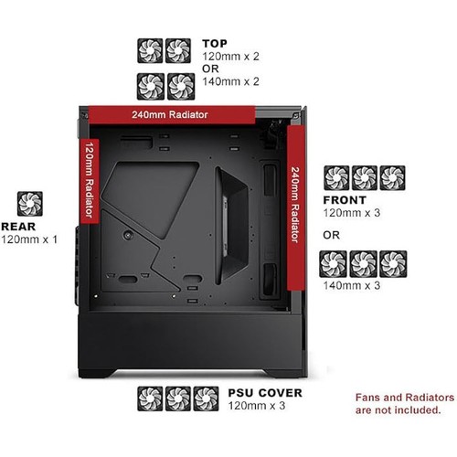 b-Voguish Gaming PC Case Tempered Glass USB3.0 Supports E-ATX ATX mATX ITX - Afbeelding 5 van 17