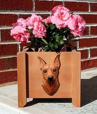 Miniature Pinscher Planter Flower Pot Red
