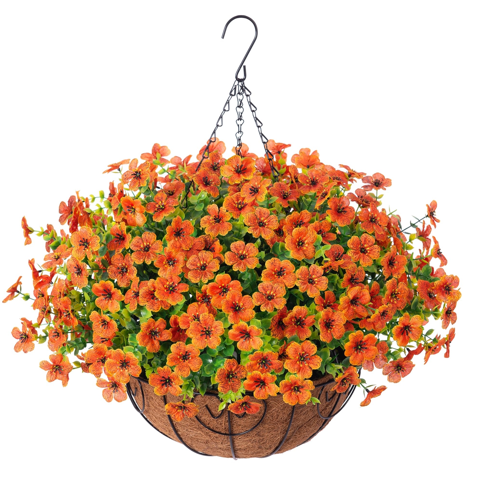 Artificial Fake Fall Hanging Plants Flowers Basket for Outdoor Decor, Faux Si...