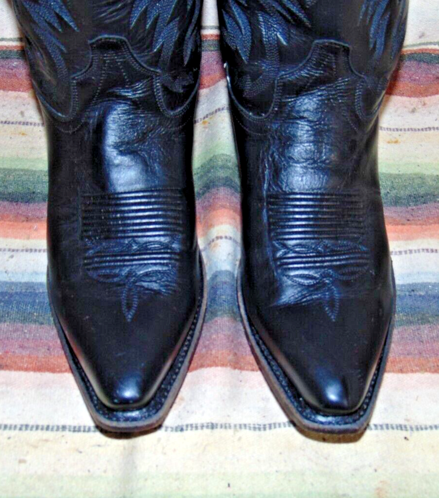 Jama Old West Men\'s 10D Slip-On Cowboy Boots Black Leather Embroidered Vintage Jama Old West Trucker main image 4