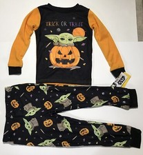 Star Wars 2-pc Baby Yoda/Pumpkin Halloween PJ Set -Boy's Size 4 NEW 26