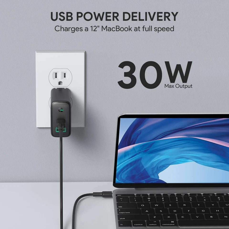 AUKEY USB C Charger 30W and 12W Power Delivery 3.0 Fast Charger with Dynamic Det - Image 2 of 4
