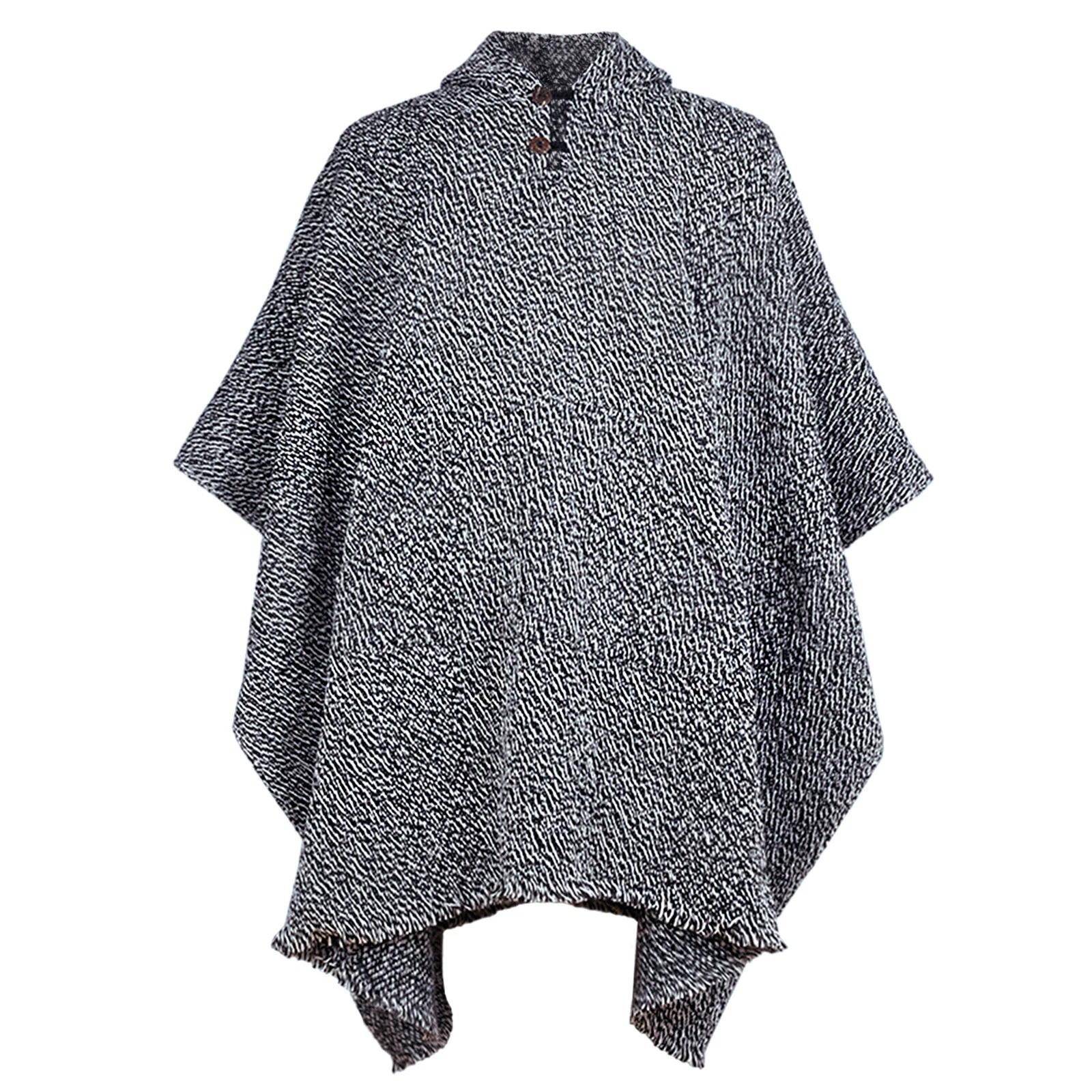 LLAMA WOOL MENS UNISEX HANDWOVEN PONCHO JACKET BLACK-WHITE WITH POCKET
Opens in a new window or tab