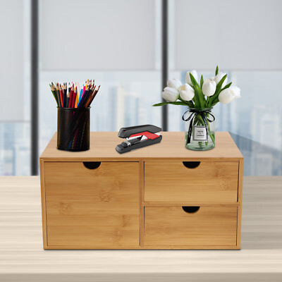 Bamboo Desk Organizer 3 Schublade Mini Desk Drawer Tabletop Storage Organization