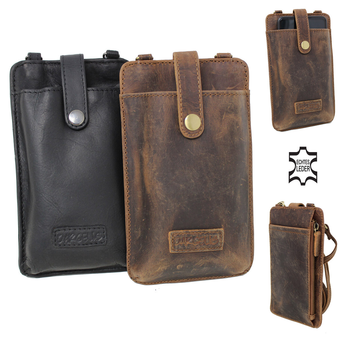 Leder Handytasche zum Umhängen Crossbag Umhängetasche Tasche Damen Herren