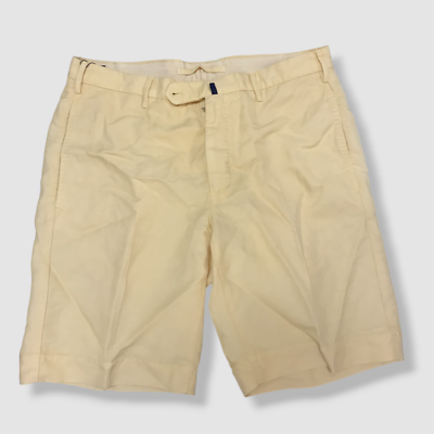 $340 Incotex Men's Yellow Slim-Fit Linen and Cotton-Blend Shorts