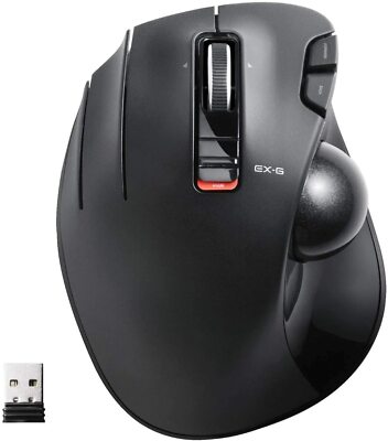 ELECOM Wireless Trackball Maus M-XT4DRBK 6 Tasten Schwarz Für Linkshänder Neu