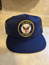 US Navy Retired snap back Baseball cap blue embroidered USS N.C.