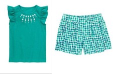 NEW GYMBOREE GIRLS GREEN SCENE SHORTS AND TOP OUTFIT SIZE 5 