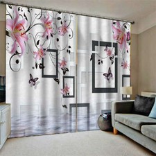 Splicing Series Gray Box Nice Water Printing 3D Blockout Curtains Fabric Window