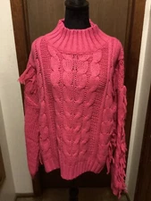 Davi & Dani Hot Pink Fringe Sweater Size L