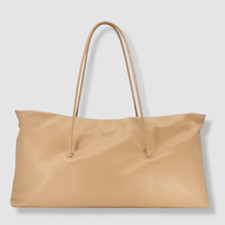 $496 Studio Amelia Womens Beige Choux Midi Drawstring Leather Shoulder Purse Bag