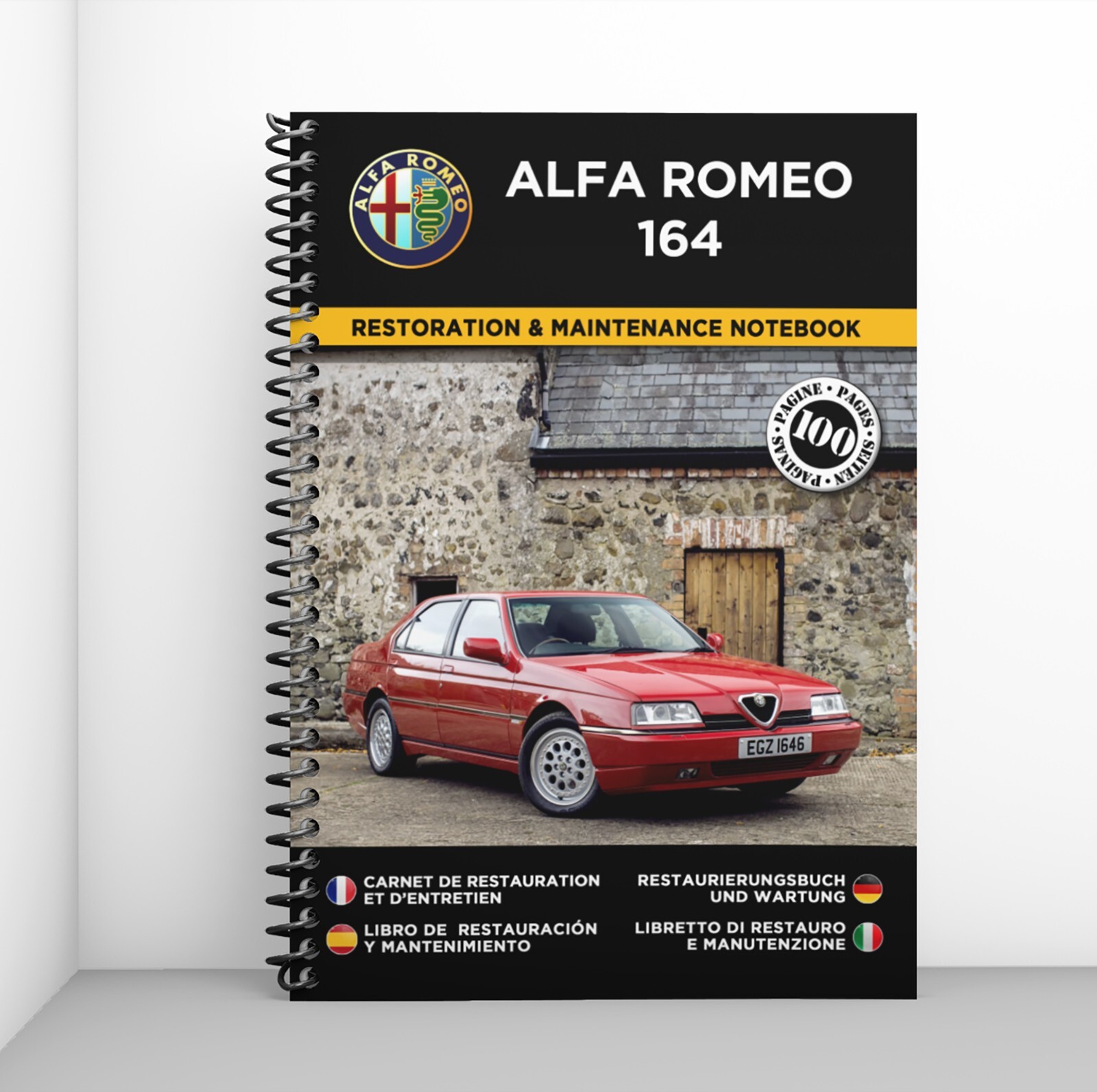 Carnet de restauration Alfa Romeo 164 pour suivi technique de berline vintage