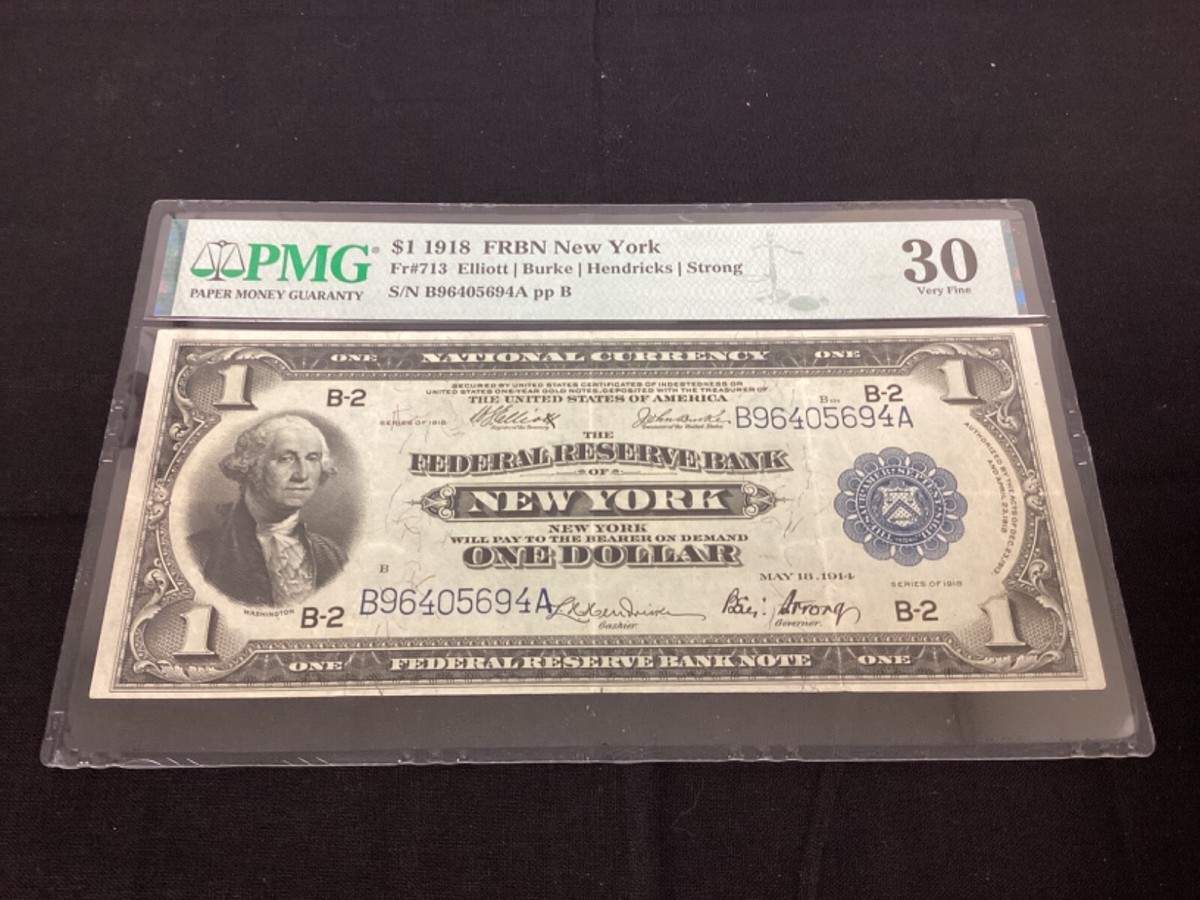 1918 $1 Dollar Federal Reserve Bank Note New York, NY - Fr.#713
