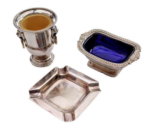 Collection British EPNS Silver Plated Ashtray Salt Cellar Mini Champagne Bucket - Picture 1 of 23