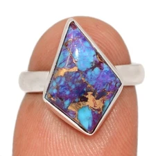 Composite Copper Purple With Blue Turquoise 925 Silver Ring s.5.5 CR71394