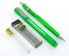 Pentel Sharp Mechanical Pencil Metallic Green 0.5mm Refill Leads Clic Eraser Lot
