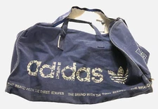 adidas West Germany Stone Washed Blue Vintage 90s Canvas Oversized Duffle Bag
