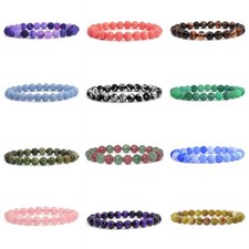8mm Fashion round gemstone beads fashion stretchable bracelet 7"
