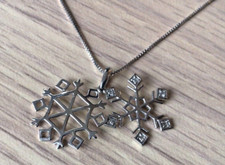 Sterling Silver Snowflake Cubic Zirconia Pendant double snowflake
