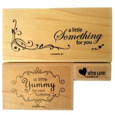 Stampin Up Yummy Set Of 3 Wood Mounted Rubber Stamps Unused