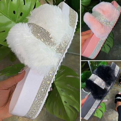 platform fluffy slippers