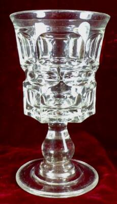 EAPG Goblet Square Argus Flint Glass Clear 1840s Antique Rare #96