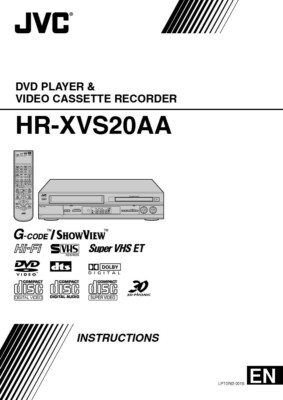JVC HR-XVS20AA VCR Owners Instruction Manual Reprint