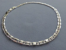  9" ITALIAN STERLING SILVER 925 ANKLE BRACELET DETAILED SWIRLY ETCHED /POLISHED