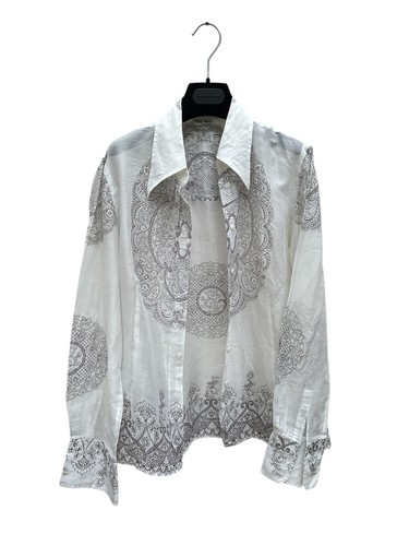 Camisa Miu Miu Blanca Algodón Transparente Paisley Talla IT 44/M a L - Imagen 3 de 5