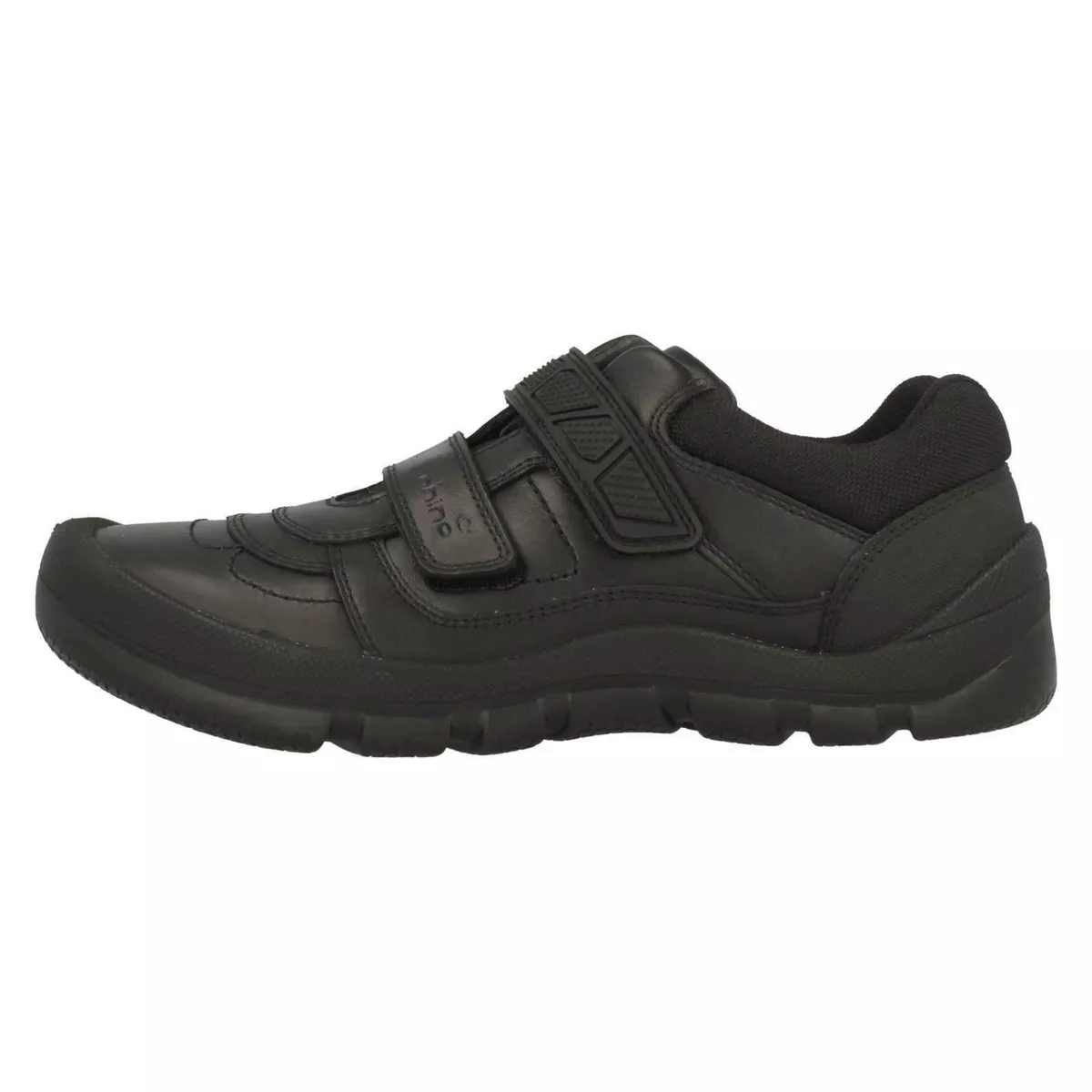 Boys Startrite Rhino Warrior Black Leather Riptape Strap School