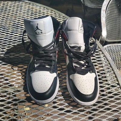 Jordan Air Jordan 1 Mid Men's Mid Top Leather Colorblock Lace Up Sneakers