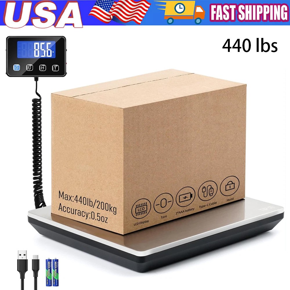 200kg 440lbs LCD Digital Postal Parcel Scales Platform Postage Shipping Weighing