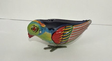 Vintage Style Tin Litho Wind Up Hopping Bluebird Toy Pecking Bird MS029