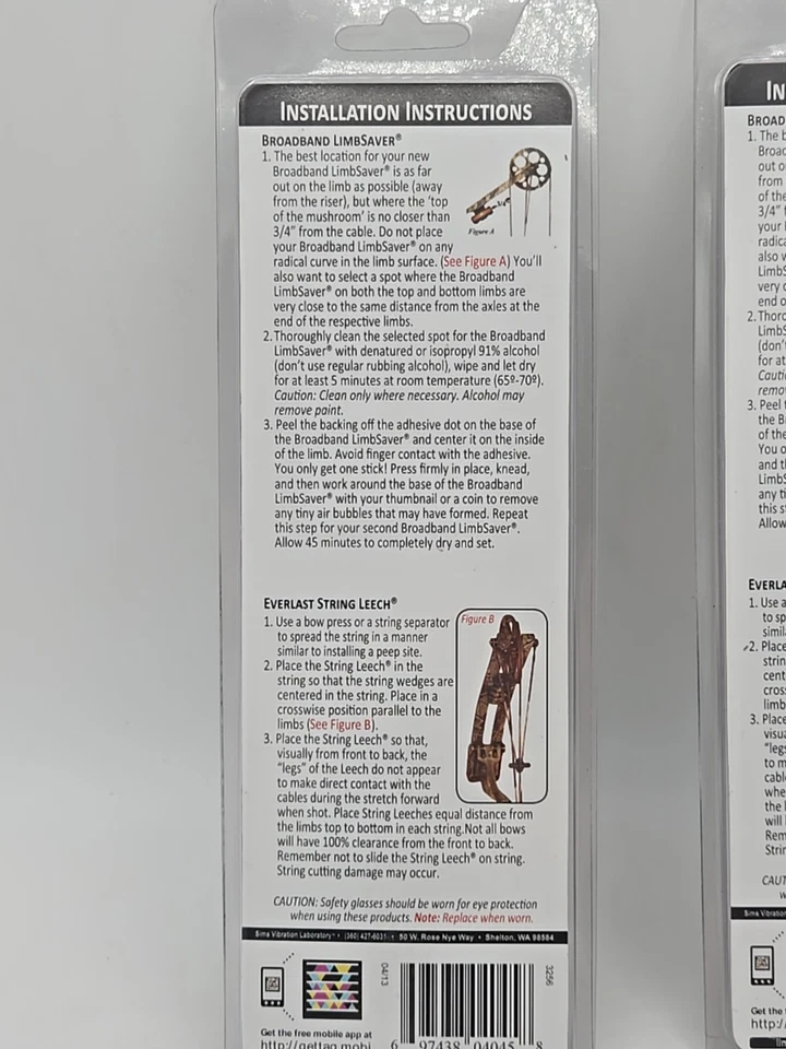 2 Pack Sims Vibration Lab BroadBand Solid Limbsaver String Leech Pink 4045 - Image 4 of 4