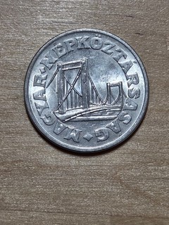 Hungary 50 Filler coin 1967. KM# 574 aluminum. Elisabeth Bridge in Budapest.
