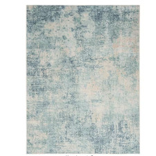 5x7ft Low Pile Area Rug, Abstract Teal Design, Machine Washable Living Room Rug