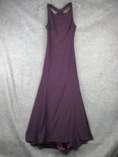 Theia Dress Women's 10 Plum Purple Long Crepe Lined Open Back Zip Gown Party Wed