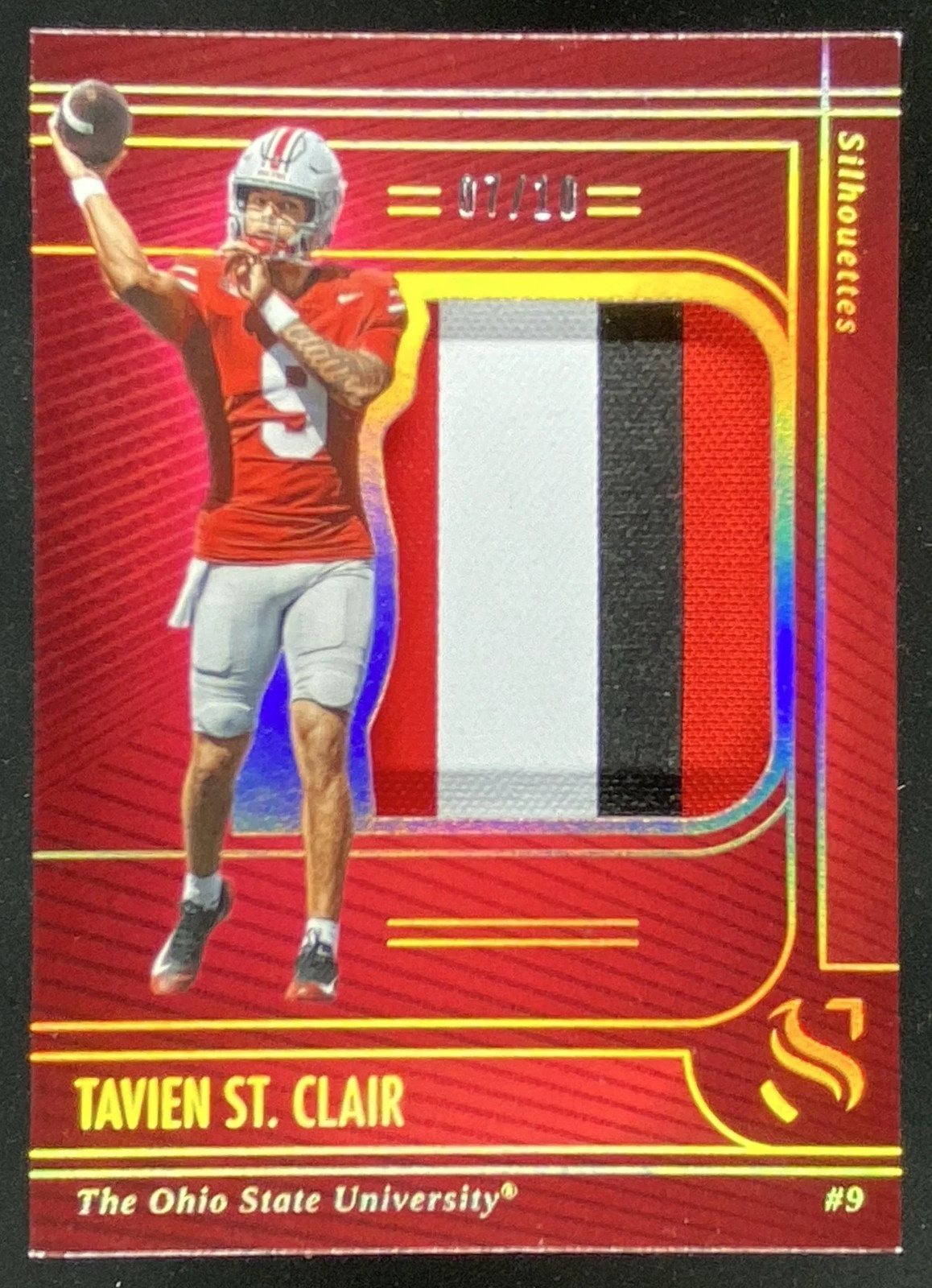TAVIEN ST. CLAIR 2025 PANINI SILHOUETTE HOLO GOLD PATCH #/10 #SS-TSC