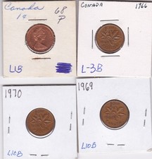 1966,1968,1969 and 1970 Canadian Cents L3B