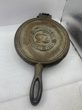 Vintage Rome Cast Iron Waffle Iron Maker~Hinged 2 Piece~11" x 6.5" Stove/Camping