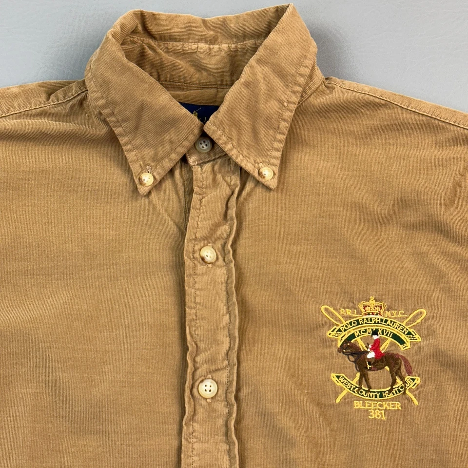 Camisa Ralph Lauren Para Hombres Pequeña Pana Bleeker 381 Cresta de Poni Ecuestre Preppy Foto 4 de 4